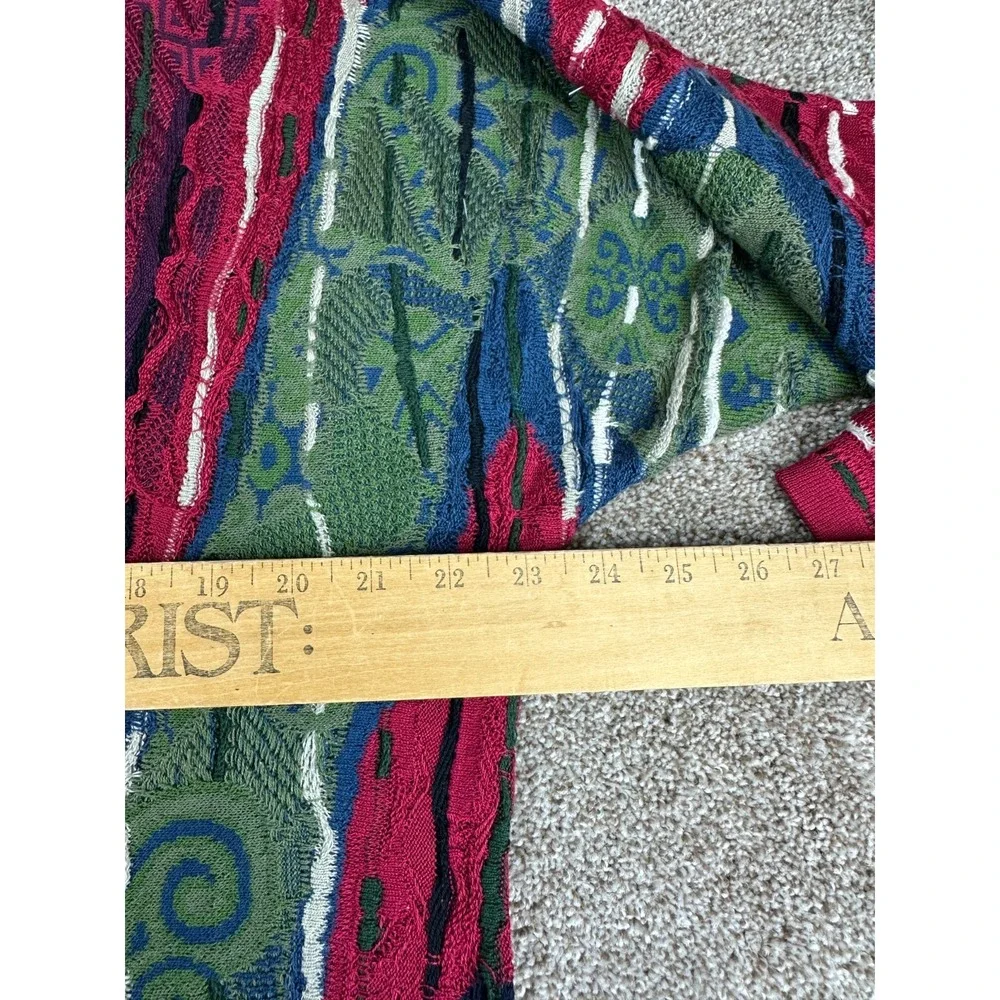 Coogi V-Neck Sweater Men's Small Oversized 3D‎ 100% Cotton Austraila Vintage